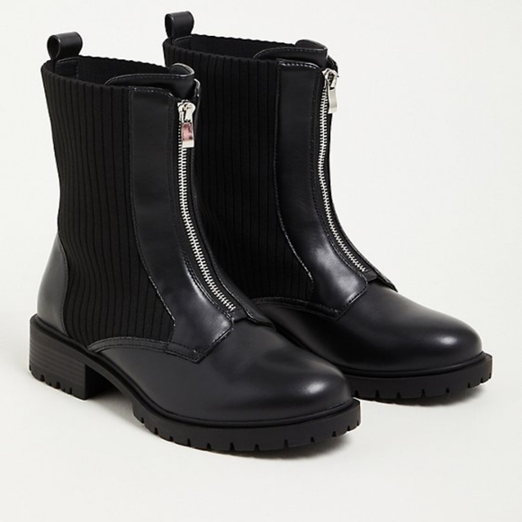 torrid Shoes - Torrid Stretch Knit Faux Leather Boots 9 NWT